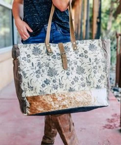 Myra Handbags & Wallets Floral Cowhide Weekender Handbag