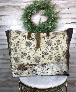Myra Handbags & Wallets Floral Cowhide Weekender Handbag