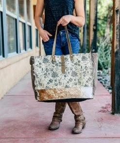 Myra Handbags & Wallets Floral Cowhide Weekender Handbag