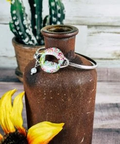 Blue Tortoise Floral Pig Cutout Bracelet