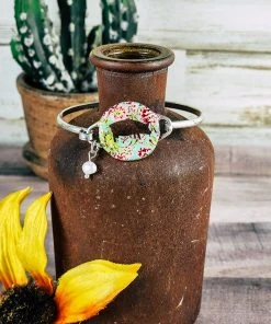 Blue Tortoise Floral Pig Cutout Bracelet