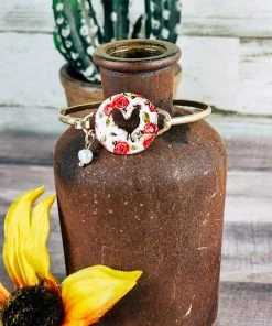 Blue Tortoise Floral Rooster Disk Bracelet Jewelry