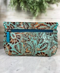 Myra Floral Tooled Patina Wristlet/Crossbody Handbags & Wallets