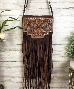 American Darling Brown Floral & Fringe Conceal Carry Crossbody Handbags & Wallets