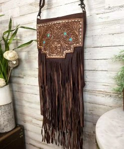 American Darling Brown Floral & Fringe Conceal Carry Crossbody Handbags & Wallets