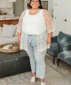 Ave Shops French Tea Lace Cardigan Clothing