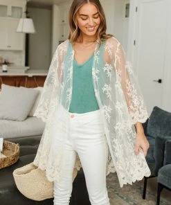 Ave Shops French Tea Lace Cardigan Clothing