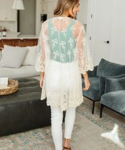 Ave Shops French Tea Lace Cardigan Clothing