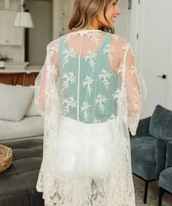 Ave Shops French Tea Lace Cardigan Clothing