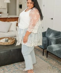 Ave Shops French Tea Lace Cardigan Clothing