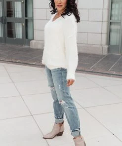 Ave Shops Fuzzy Wuzzy Sweater In Cream Clothing