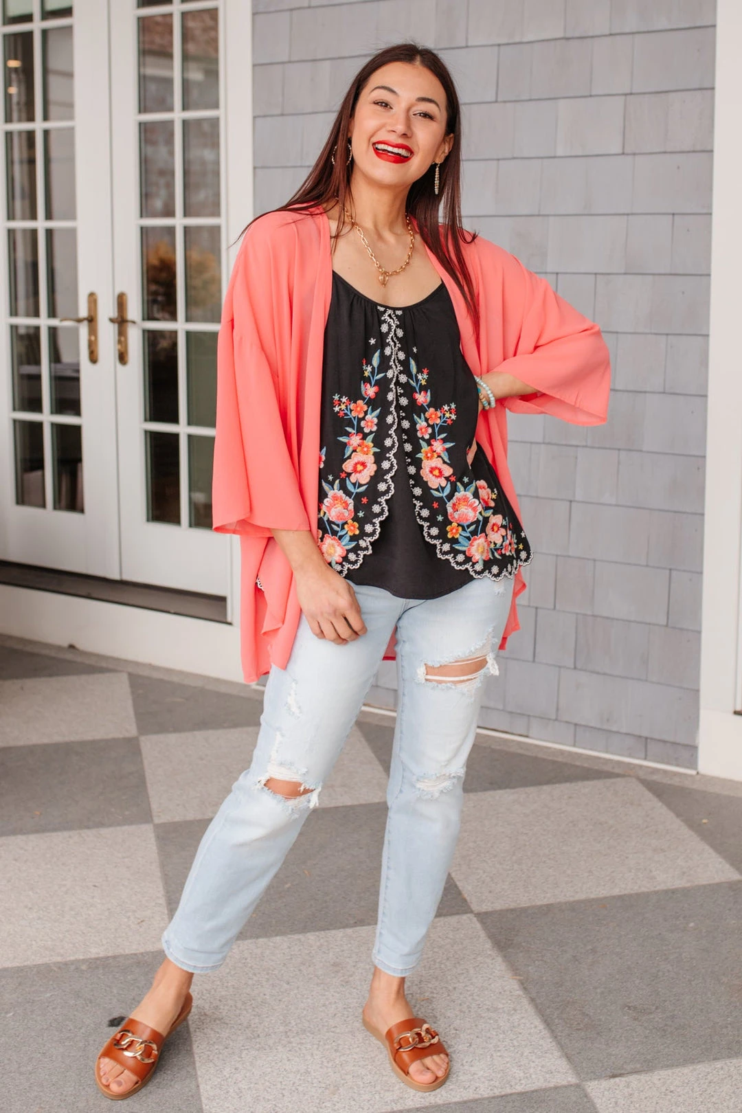 Ave Shops Garden Picnics Embroidered Tank Top - Women's Short Sleeve Blouse 13 Ave Shops Garden Picnics Embroidered Tank Clothing