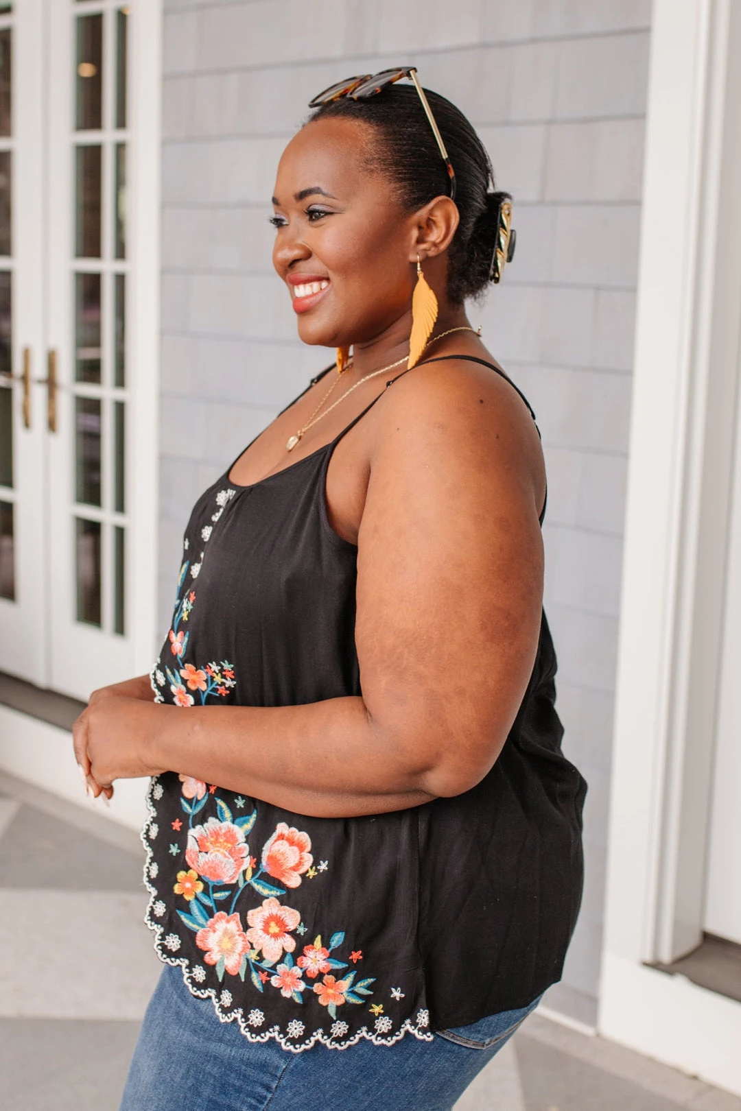 Ave Shops Garden Picnics Embroidered Tank Top - Women's Short Sleeve Blouse 11 Ave Shops Garden Picnics Embroidered Tank Clothing