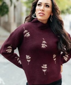 Ave Shops Genevieve Embroidered Sweater
