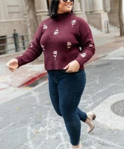 Ave Shops Genevieve Embroidered Sweater