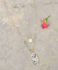 Ave Shops Geometric Natural Stone Necklace New Arrivals