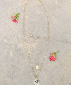 Ave Shops Geometric Natural Stone Necklace New Arrivals