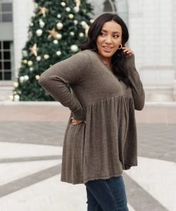 Ave Shops Giddy Up Babydoll Tee In Olive