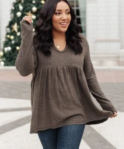 Ave Shops Giddy Up Babydoll Tee In Olive