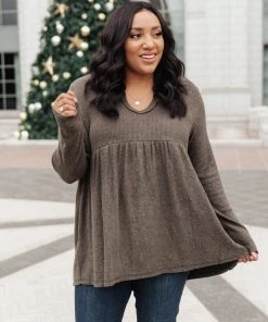 Ave Shops Giddy Up Babydoll Tee In Olive