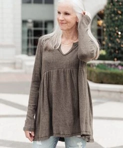 Ave Shops Giddy Up Babydoll Tee In Olive