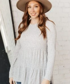 Ave Shops Give A Twirl Sweater In Gray Long Sleeve Tops