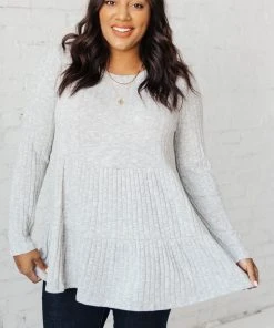 Ave Shops Give A Twirl Sweater In Gray Long Sleeve Tops