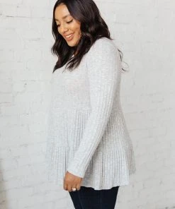 Ave Shops Give A Twirl Sweater In Gray Long Sleeve Tops