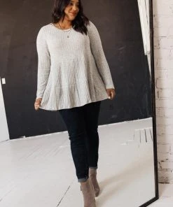 Ave Shops Give A Twirl Sweater In Gray Long Sleeve Tops