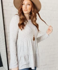 Ave Shops Give A Twirl Sweater In Gray Long Sleeve Tops