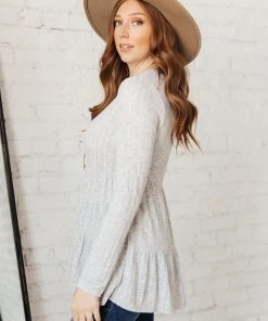 Ave Shops Give A Twirl Sweater In Gray Long Sleeve Tops