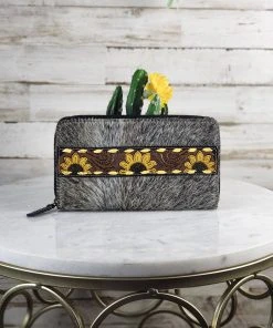 Myra Grey Cowhide & Sunflower Wallet