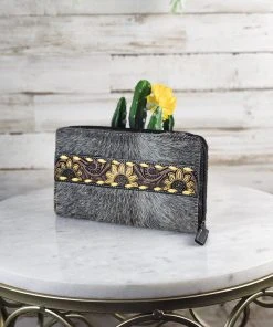 Myra Grey Cowhide & Sunflower Wallet