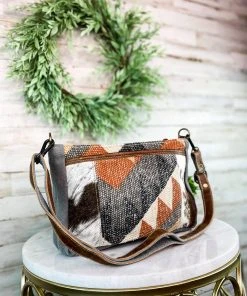 Myra Grey Multi-Color Aztec Cowhide Crossbody Handbag Handbags & Wallets