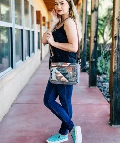 Myra Grey Multi-Color Aztec Cowhide Crossbody Handbag Handbags & Wallets