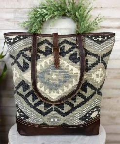 Myra Grey And Brown Aztec Handbag