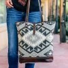 Myra Grey And Brown Aztec Tote Handbag - Stylish & Spacious 2 Myra Grey And Brown Aztec Handbag
