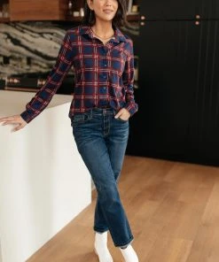 Ave Shops Grid Girl Button Down Top Clothing