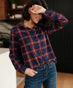 Ave Shops Grid Girl Button Down Top Clothing