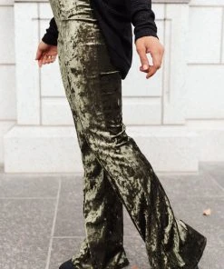 Ave Shops Bottoms & Jeans Groovy Chick Bell Bottom Leggings In Olive