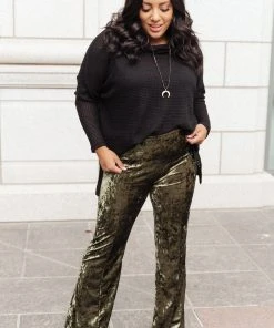 Ave Shops Bottoms & Jeans Groovy Chick Bell Bottom Leggings In Olive