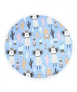 Wfs Llama Cactus Round Microfiber Beach Towel