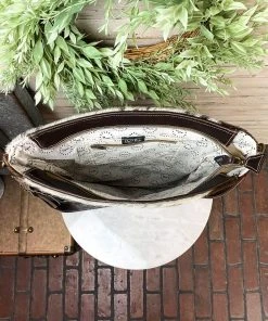 Myra >> MEGA SALE << Hand Tooled Black & White Cowhide Handbag - Premium Leather Bag for Women -The Cinchy Cowgirl Store HandTooledBlack WhiteCowhideHandbag StyleB 2 1080x