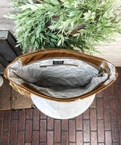 Myra Hand Tooled Brown & White Cowhide Handbag | Stylish Leather Bag | MEGA SALE 26 Myra Hand Tooled Brown & White Cowhide Handbag