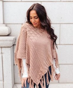 Ave Shops Clothing Hanging For The Weekend Poncho In Mocha