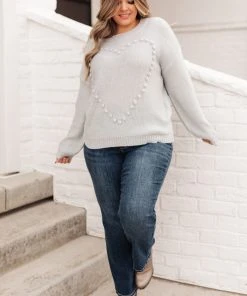 Ave Shops Heart Warmer Sweater In Gray