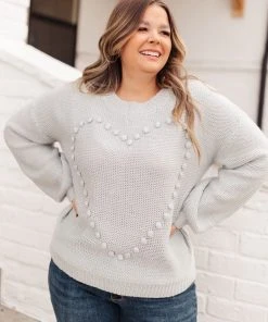 Ave Shops Heart Warmer Sweater In Gray
