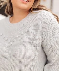 Ave Shops Heart Warmer Sweater In Gray