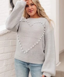 Ave Shops Heart Warmer Sweater In Gray