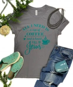 The Cinchy Cowgirl TCC Graphic Tanks & Tees Heather Grey Coffee & Jesus Graphic Tee
